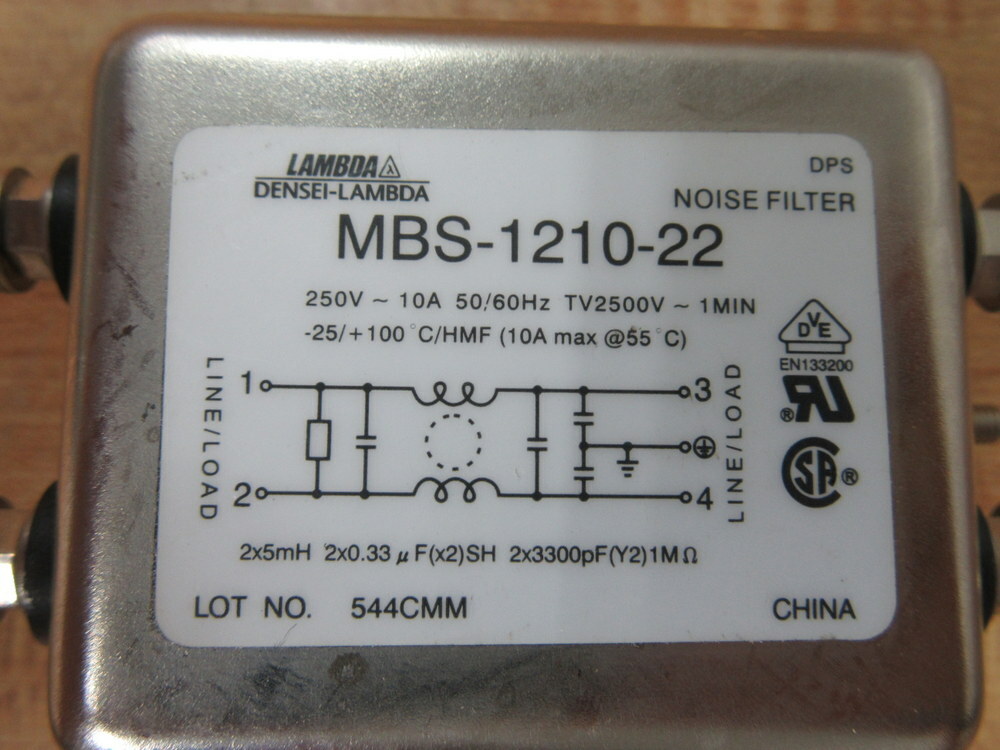 Nemic-Lambda MBS-1210-22 Noise Filter MBS121022 -25/+100°C/HMF