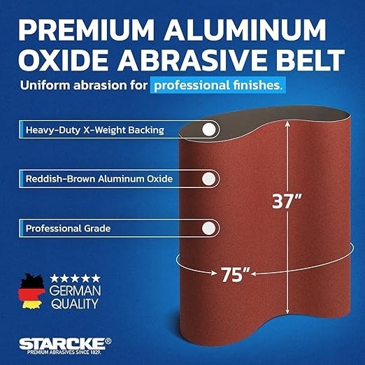 Starcke 37 x 75″ Paper 120 Grit Sanding Belt Lot Of 3 641XP