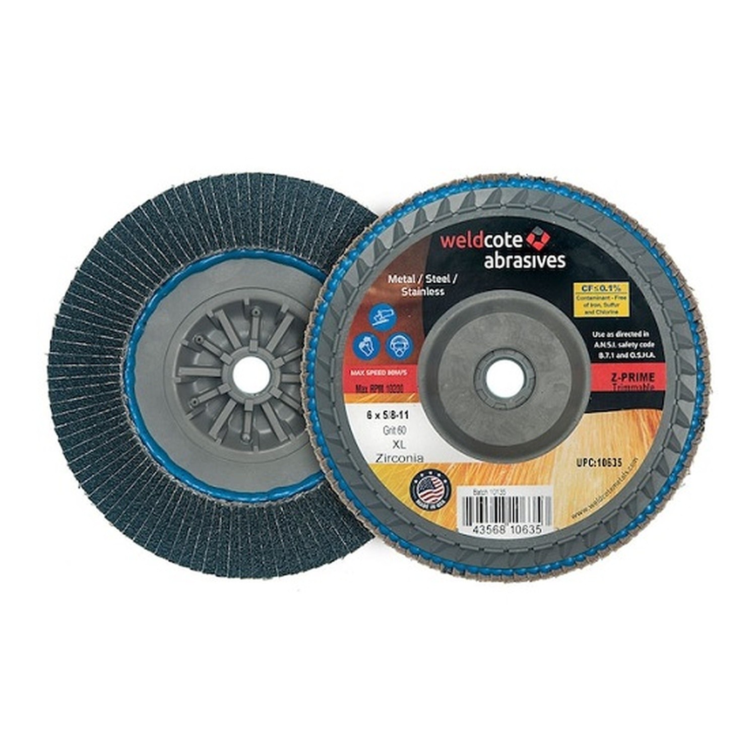 Weldcote 10634 – 6 x 5/8-11 Z-PRIME 40G XL-Trim w/Hub – 10EA