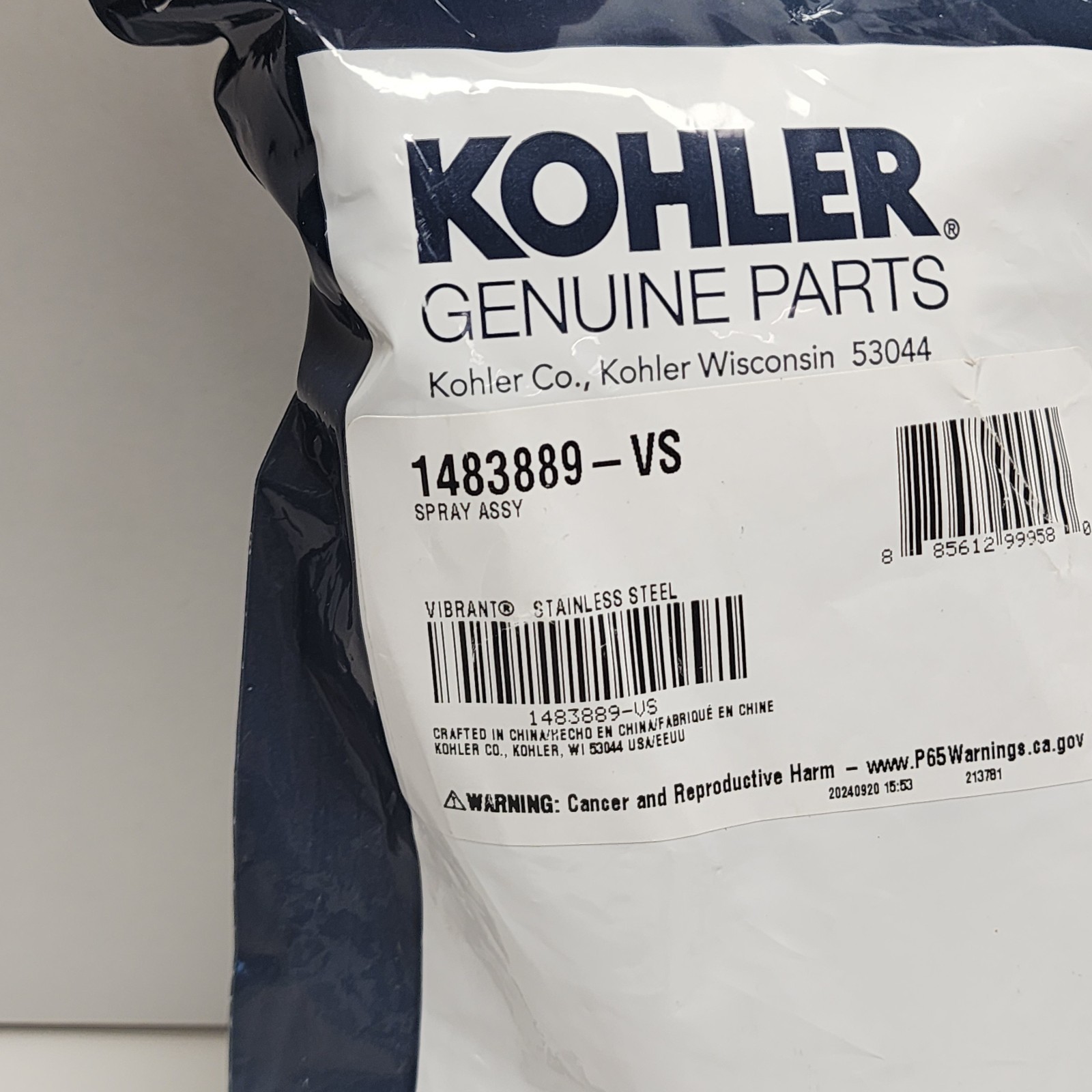 Kohler 1483889-vs Vibrant Stainless Color New Sprayer Replacement