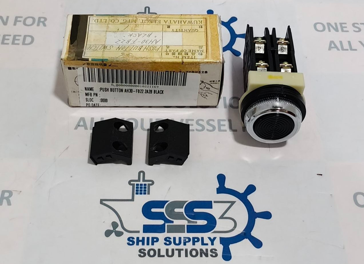 Fuji Electric AH30-F Black Push Button 10A 600V AH30-FB22 2A2B (Unused New)