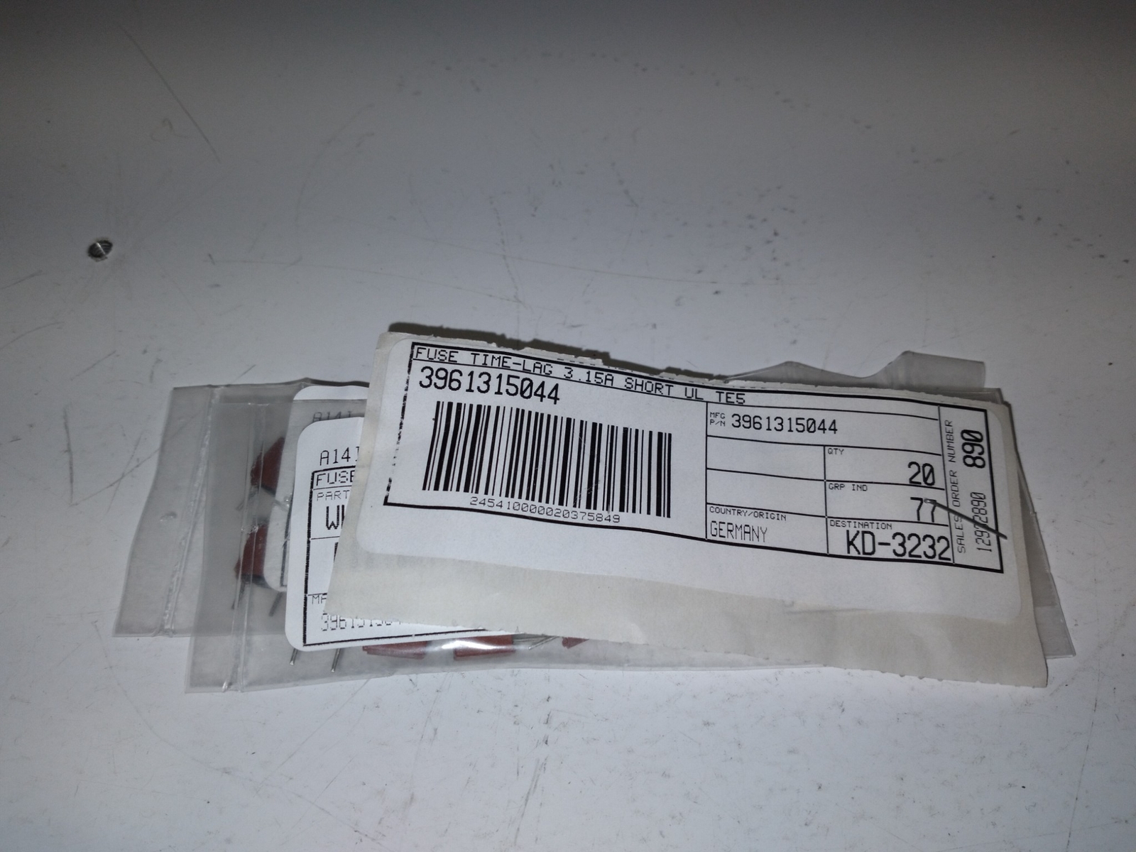 FUSE TIMELAG 3.15A SHORT UL TE5 3961315044 ’10 IN BAG’