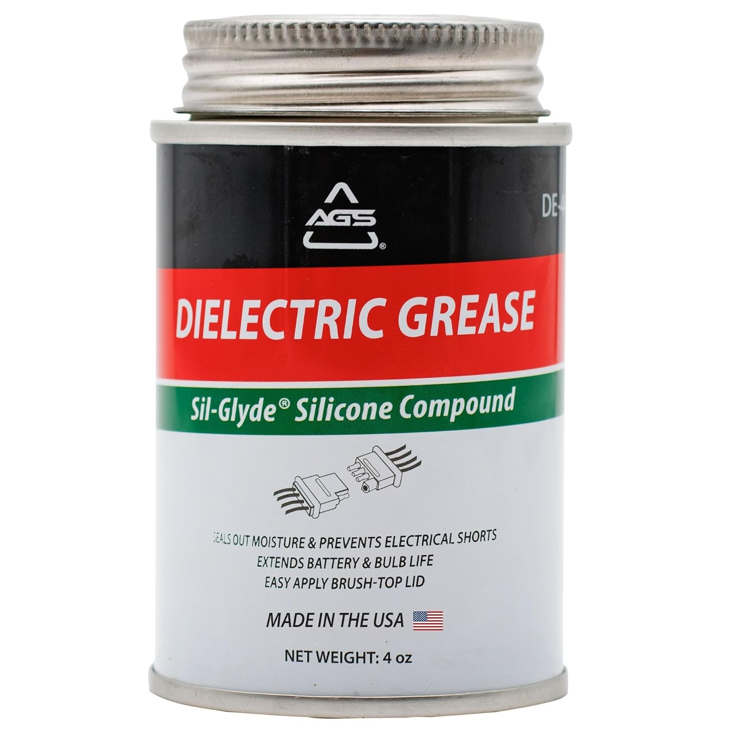 AGS Automotive Solutions Brush Top Can Dielectric Silicone Grease 4oz