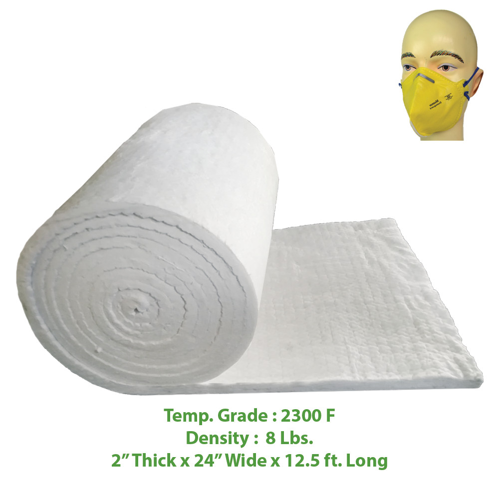 Ceramic Fiber Insulation Blanket Wool Thermal 2300F 8# 2″ x 24″ x 12.5′