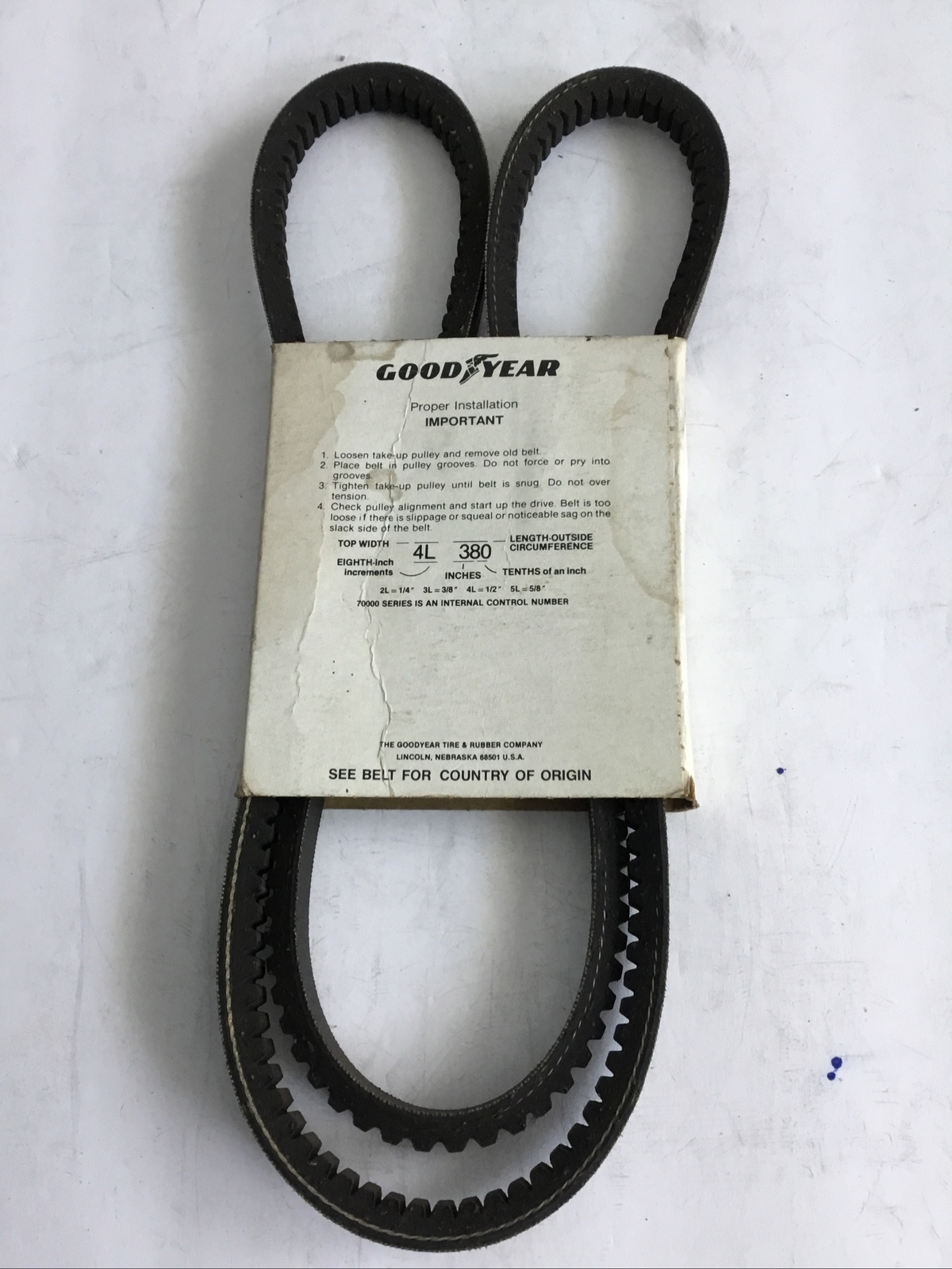 OEM Goodyear 4L500 FHP Cogged 1/2″ x 50″ *Free Shipping*