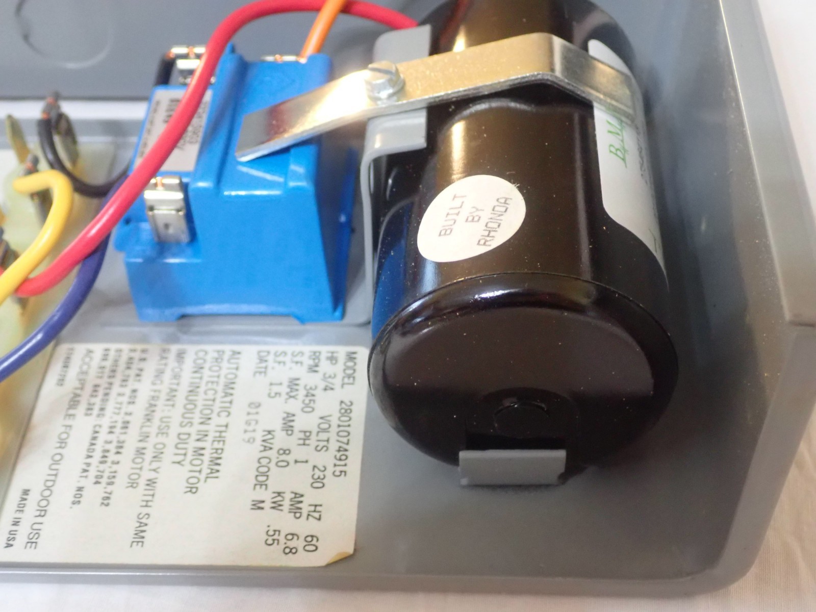 NOS FRANKLIN ELECTRIC 2801074915 SUBMERSIBLE MOTOR CONTROL BOX 3/4HP 230V 60HZ
