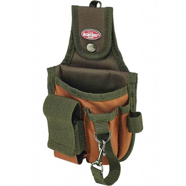 Bucket Boss 54120 Tool Pouch: 5 Pockets, Polyester, Brown/Green