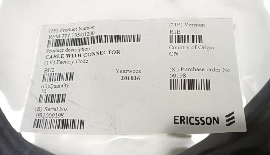 10-Pcs Ericsson BH2-91009198 Power Cable RPM 777 135/01200