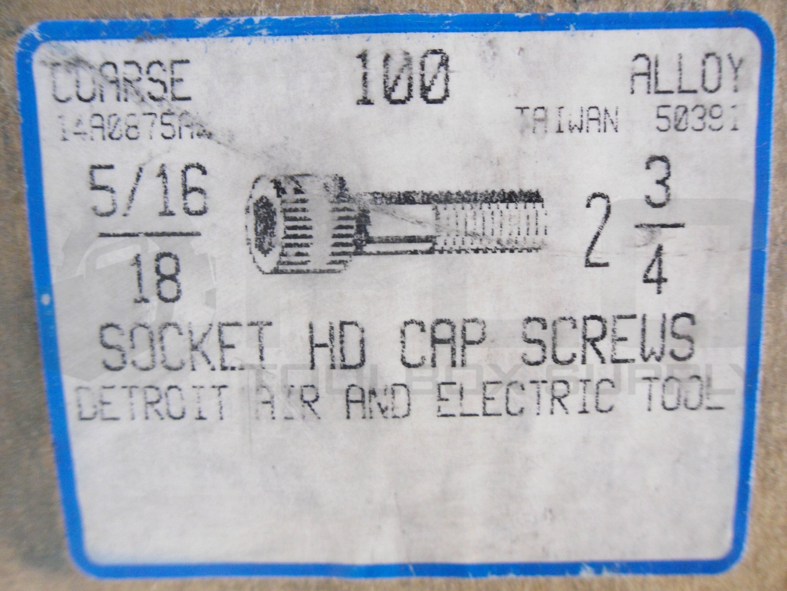 BOX OF 100 NEW DETROIT AIR ELECTRIC TOOL 5/16-18 SOCKET HEAD CAP SCREWS, 2-3/4″