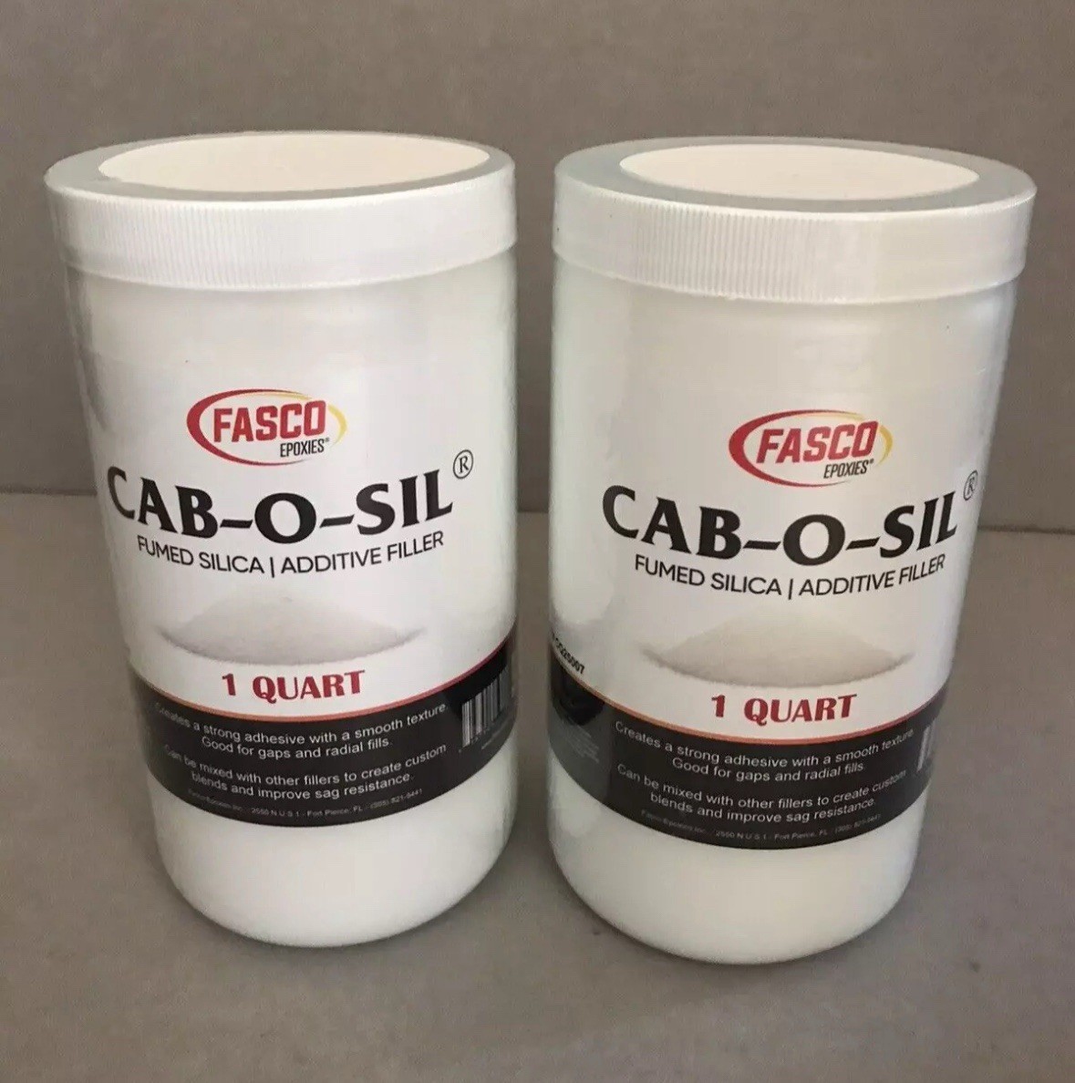 2-Pack FASCO Epoxies CAB-O-SIL Fumed Silica / Additive Filler NEW 1 Quart Tubs