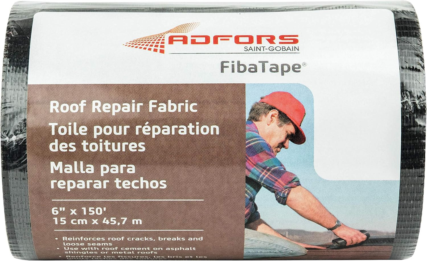 Fibatape FDW6598-U 6 in X 150 Ft Roof Fabric, Black
