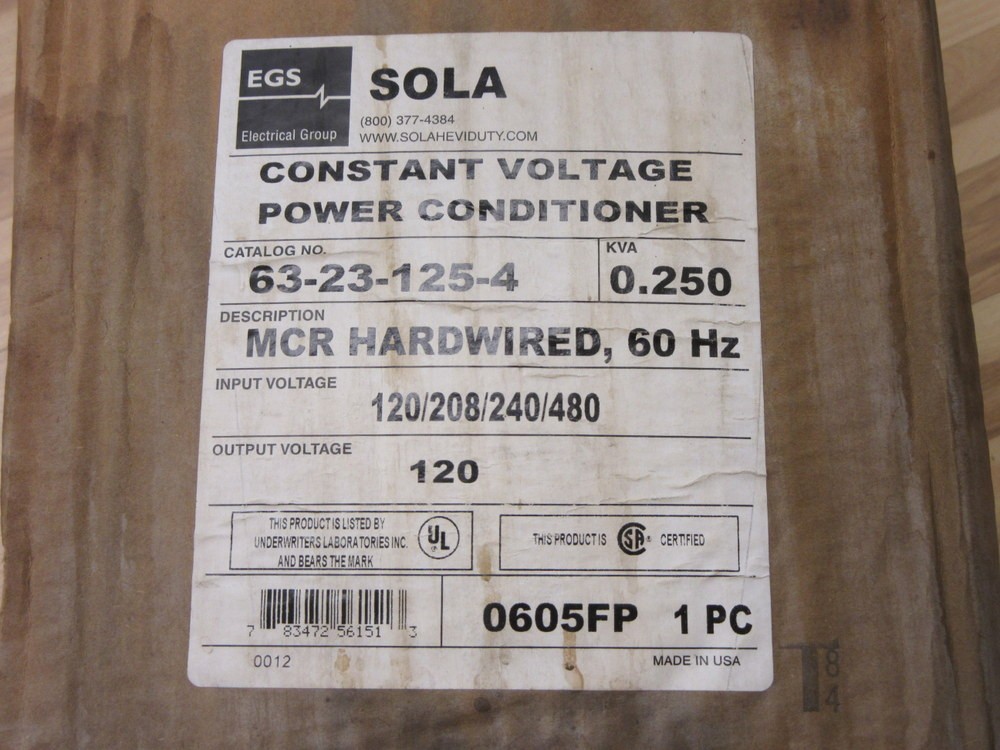 Sola Electric 63-23-125-4 Transformer 63231254
