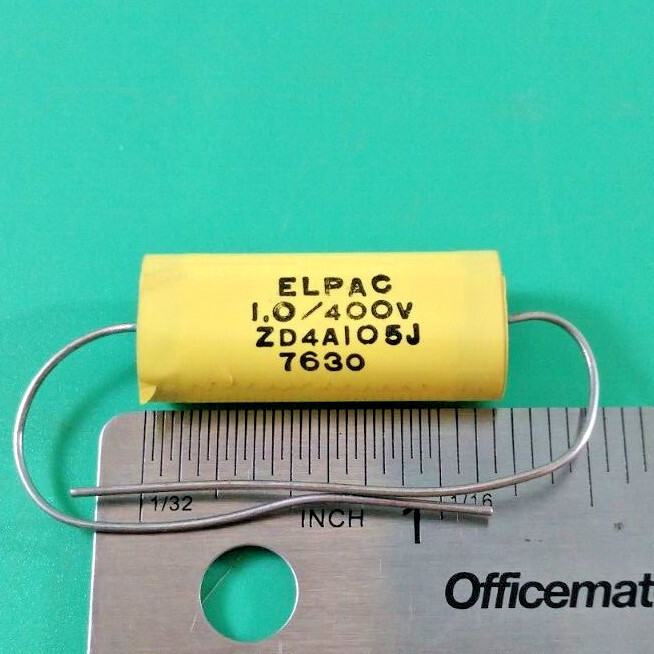 LOT OF 3 ELPAC ZD4A105J 1.0uF 400V 5% POLY FILM CAPACITORS