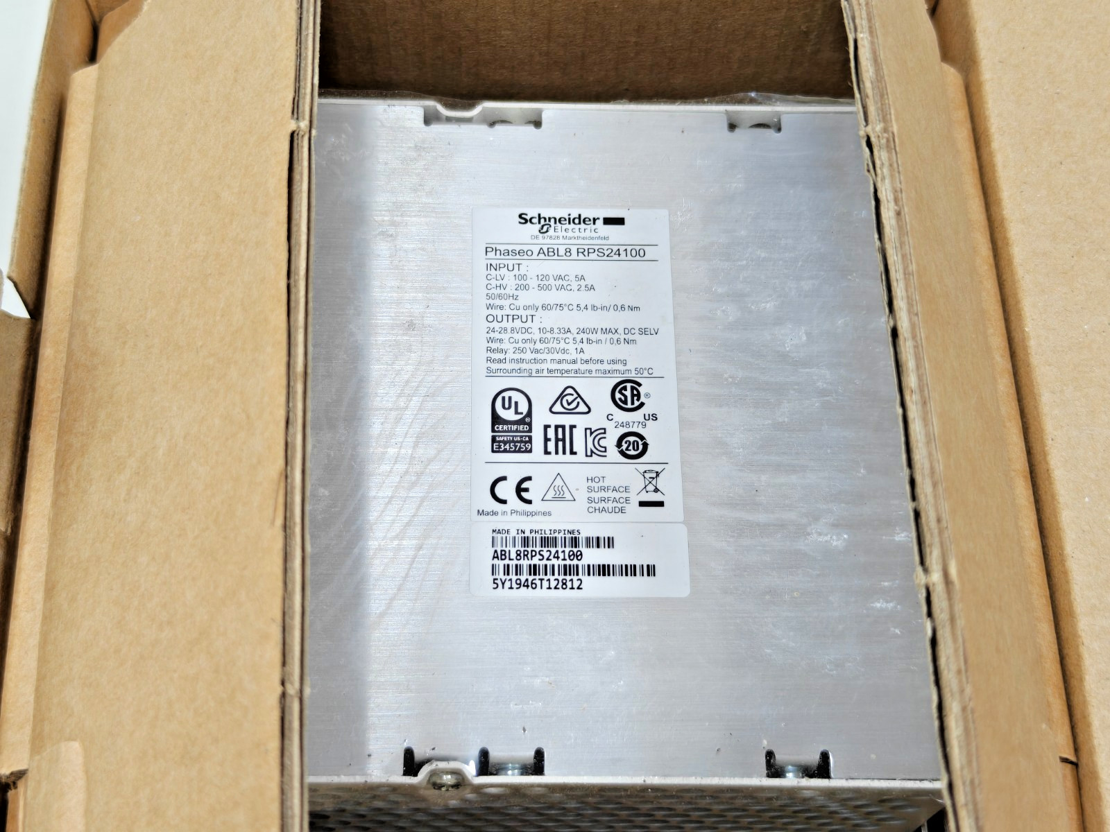 ABL8 RPS24100 Schneider Regulated SMPS 1 or 2 phase 100..500 V – 24V – 10A