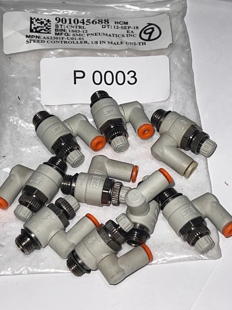 SMC AS2301F-U01-01 speed control, unifit, FLOW CONTROL W/FITTING QTY 1