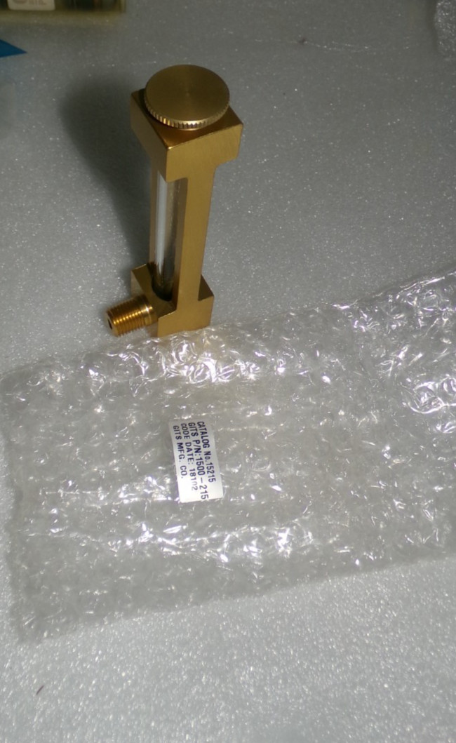 Gits 15215 Liquid Level Gauge Aluminum Gold Anodize Glass 1/4-18 Thread 5″ H NEW