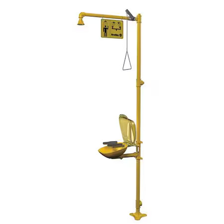 Bradley S19314pdcfw Shower With Eyewash, Floor Mount, Galvanized Steel Pipe, 94
