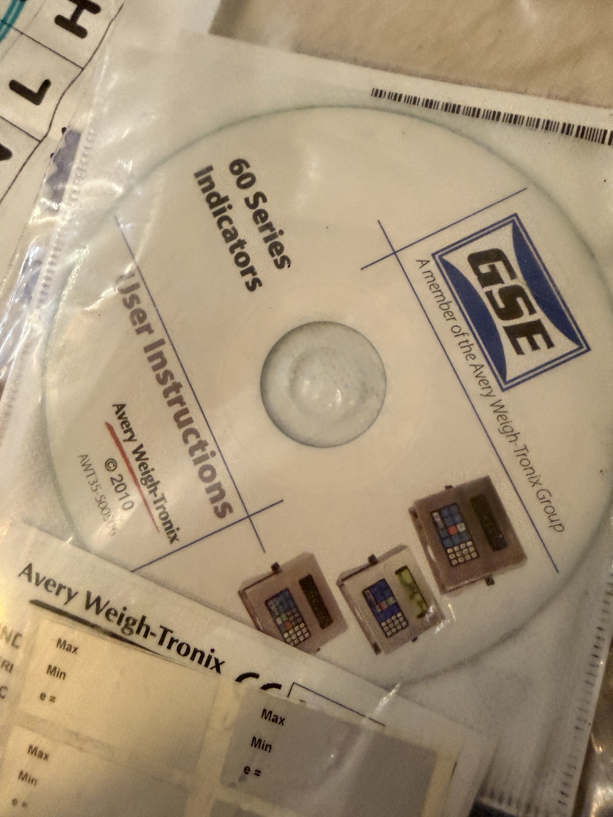 NEW GSE 60 Series Indicator Avery Scale User Instructions CD-Rom w/ stickers 465