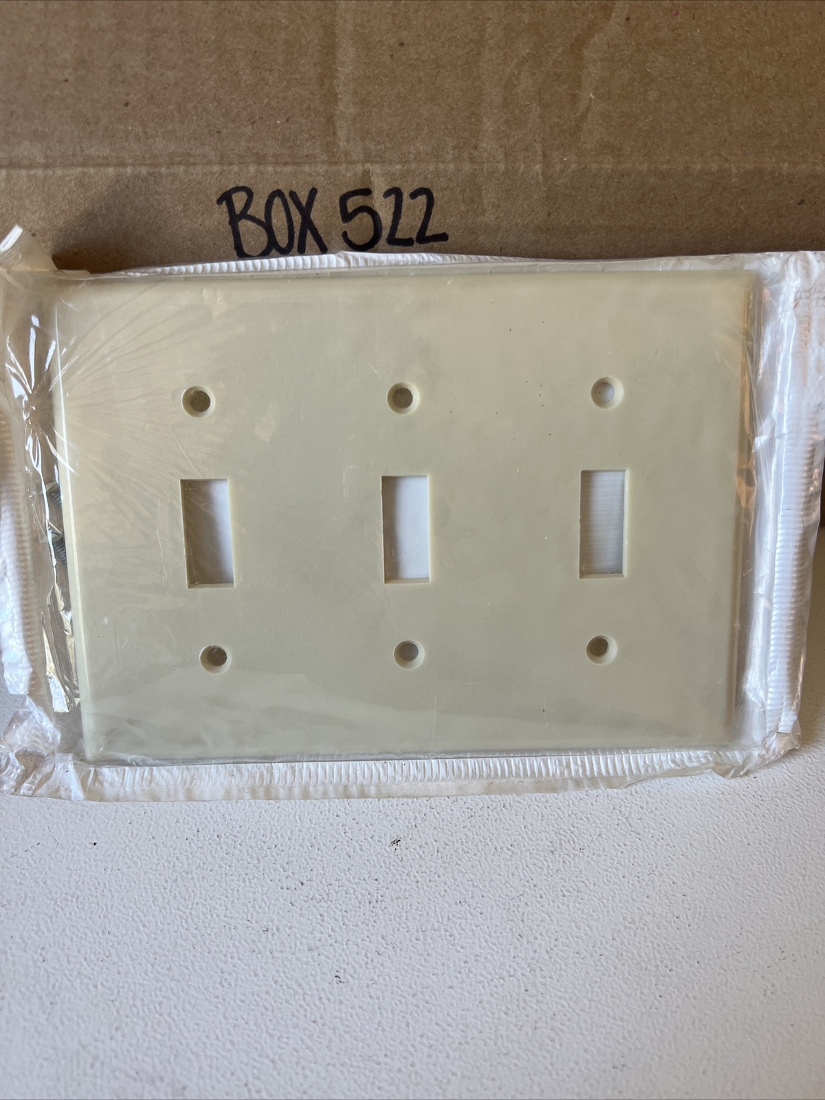 Leviton R41-86011 3 gang Ivory switch cover plate