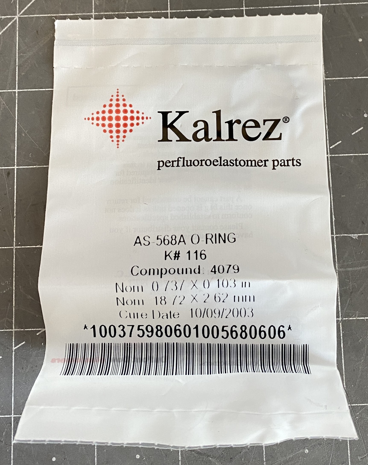 Kalrez O-Ring AS-568A Compound 4079 0.737 x 0.103 in 18.72 x 2.62 mm PN: K#116