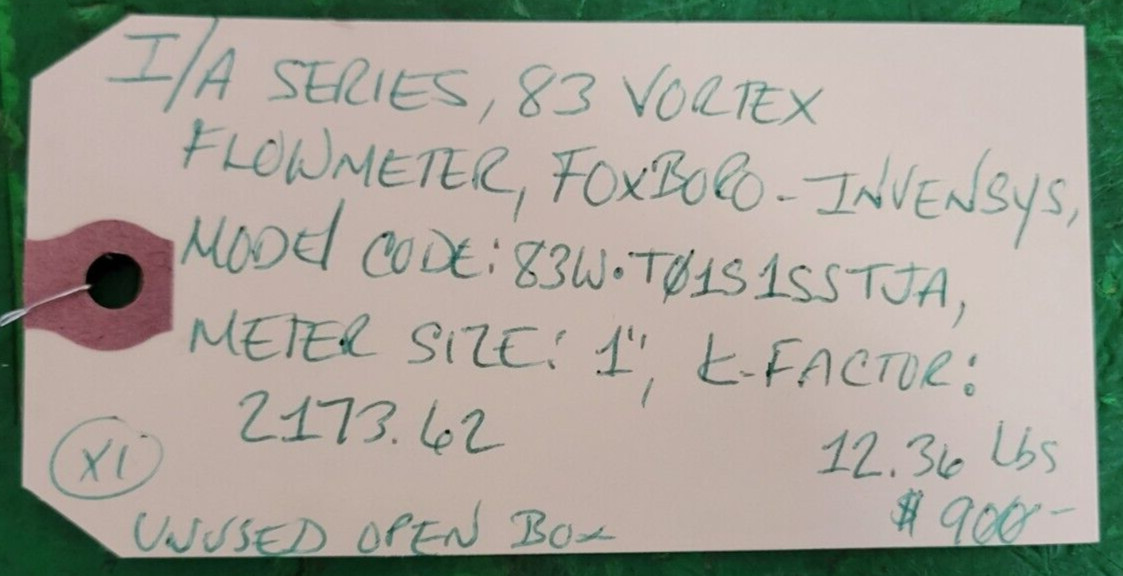 ⚡FOXBORO I/A SERIES 83 VORTEX 1″ FLOWMETER PESSCO IS OFFERING 1 G100723-1 🗽