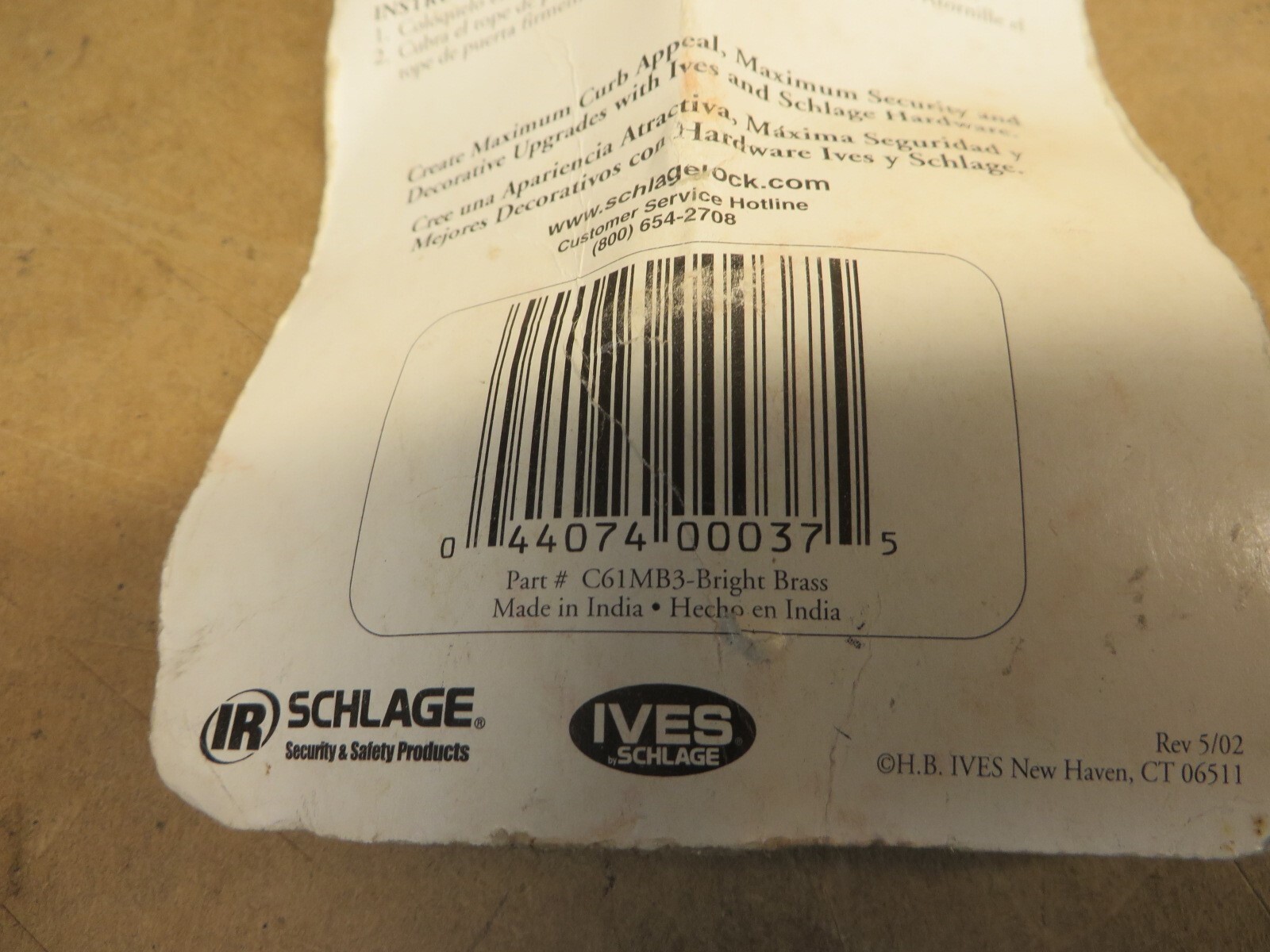 SCHLAGLE IVES SOLID BRASS DOORSTOP 3 ” NOS