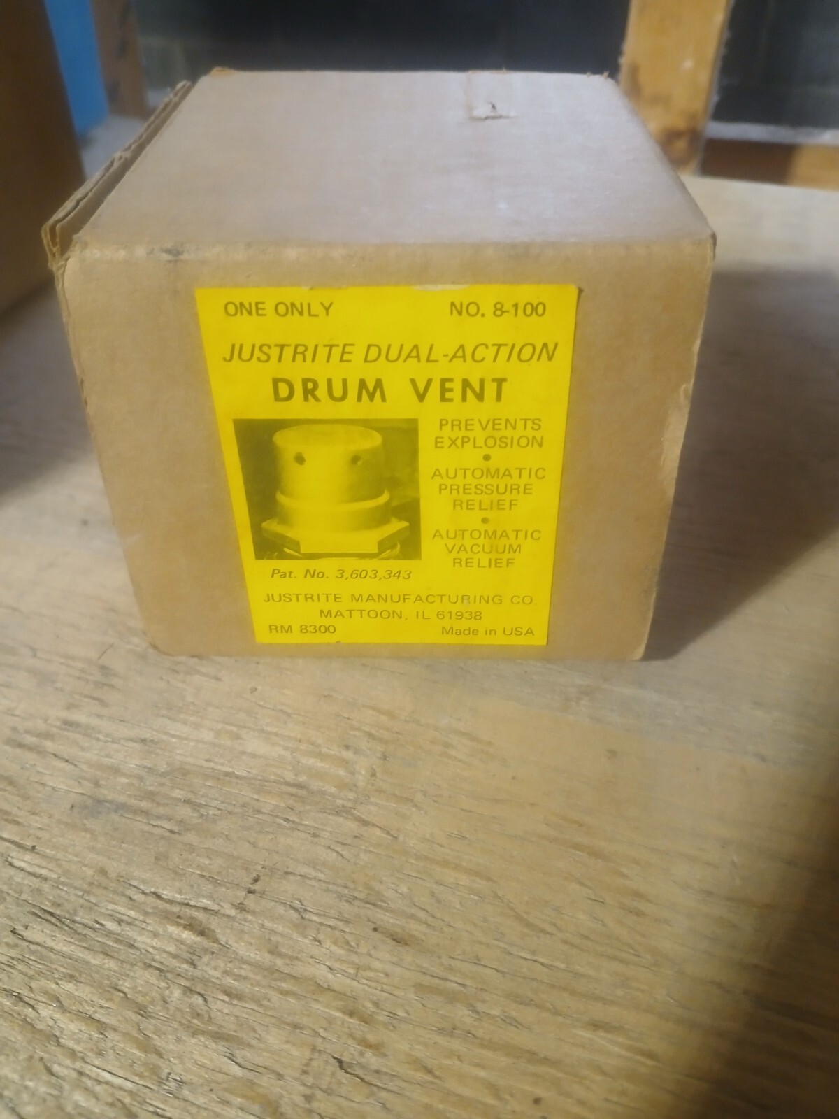 NEW JUSTRITE BRASS DRUM VENT 8-100, 8100 DUAL ACTION