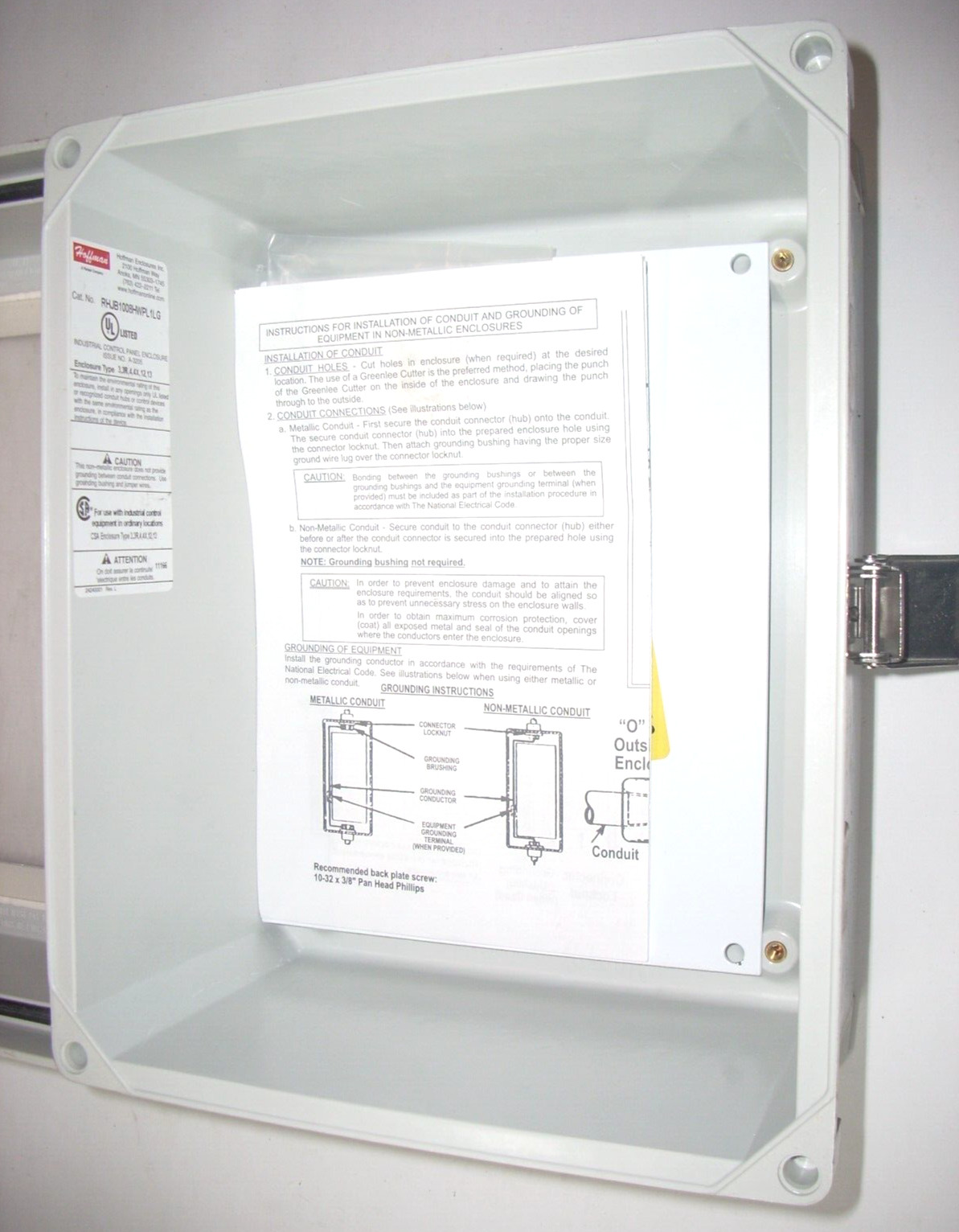 Hoffmann RHJB1008HWPL1LG Industrial Control Panel 11 1/2 x 9 1/4 x 7 w Latch