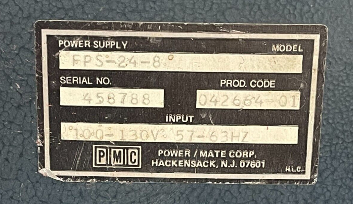POWER MATE CORP. REGULATED POWER SUPPLY FPS-24-8 FPS SERIES