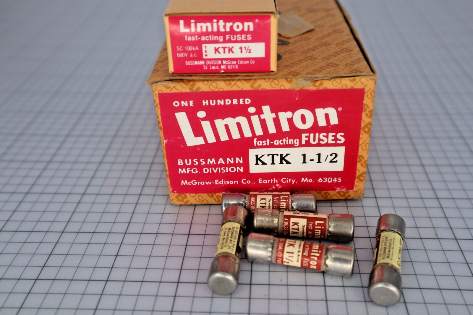 *Lot of 10* Bussmann Limitron KTK 1-1/2 (KTK 1.5) Fast Acting Fuse 600V