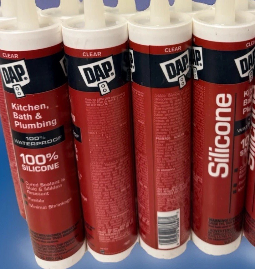 8-DAP 100% Silicone Clear Sealant 9.8 oz Kitchen Bath Plumbing Waterproof Mold