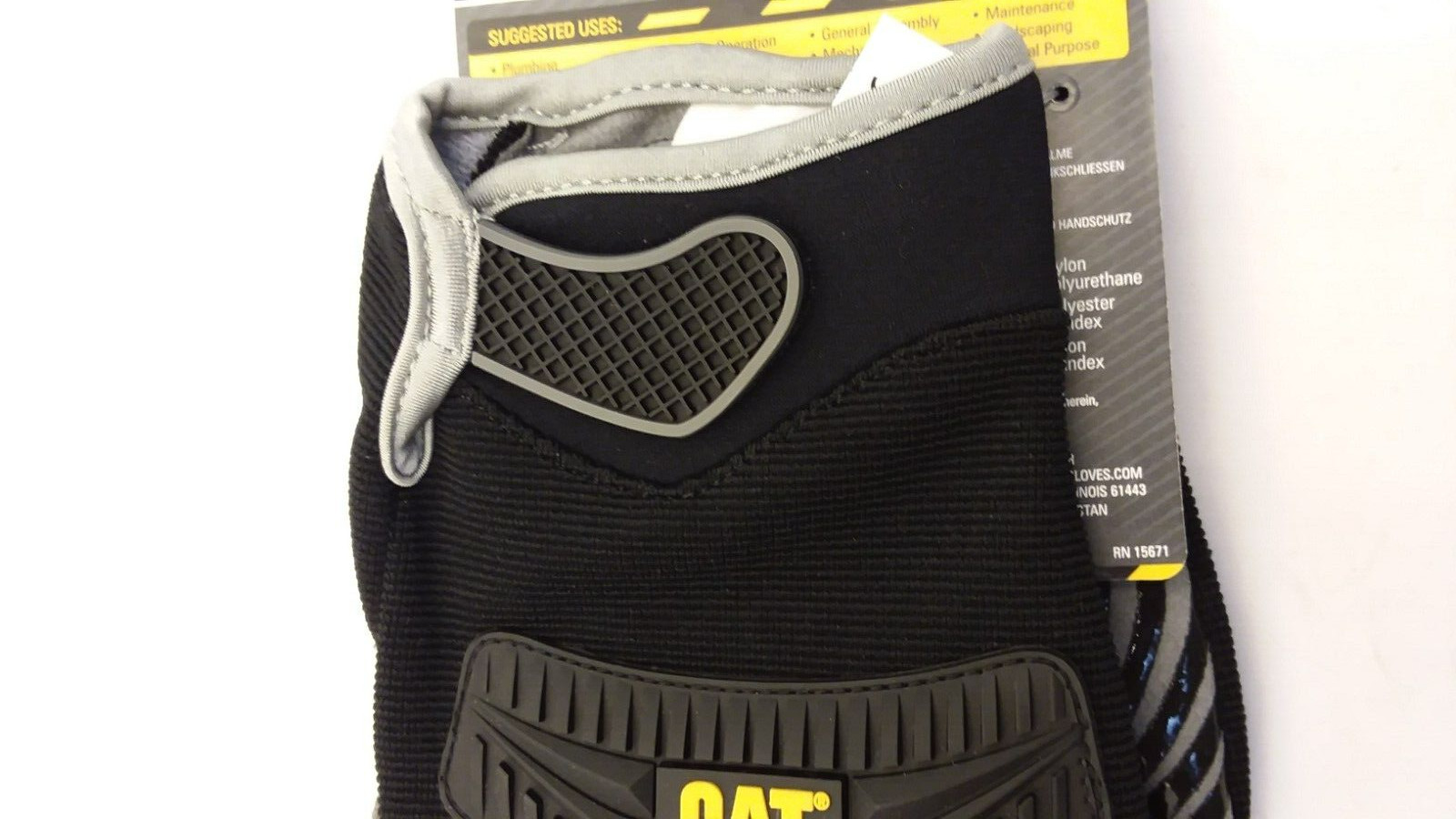 CAT CAT012218X BLACK HIGH IMPACT WORK GLOVES X-LARGE ADJUSTABLE WRIST CLOSURE