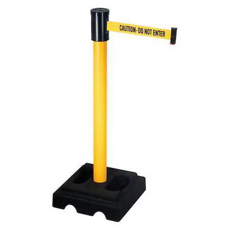 Retracta-Belt 322Pyw-Cau Barrier Post With Belt, Yellow, 15 Ft Length, 40 In