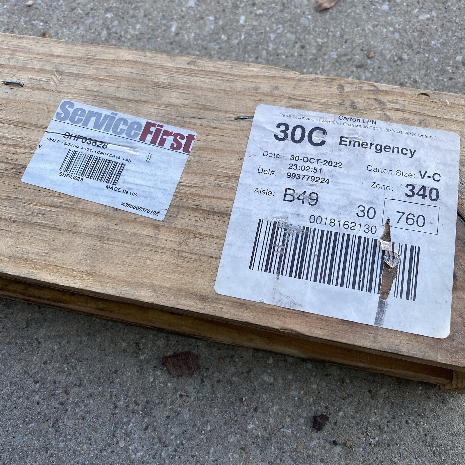 Service First SHF03828 Fan Shaft 1.6872” Dia x 40.21” Long for 25” Fan