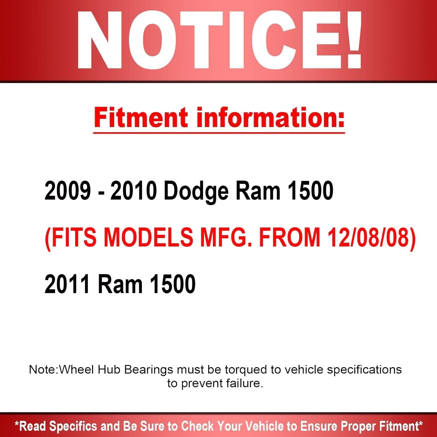 Dodge Ram 1500 Hub Assembly 5 Lug 2009-2011