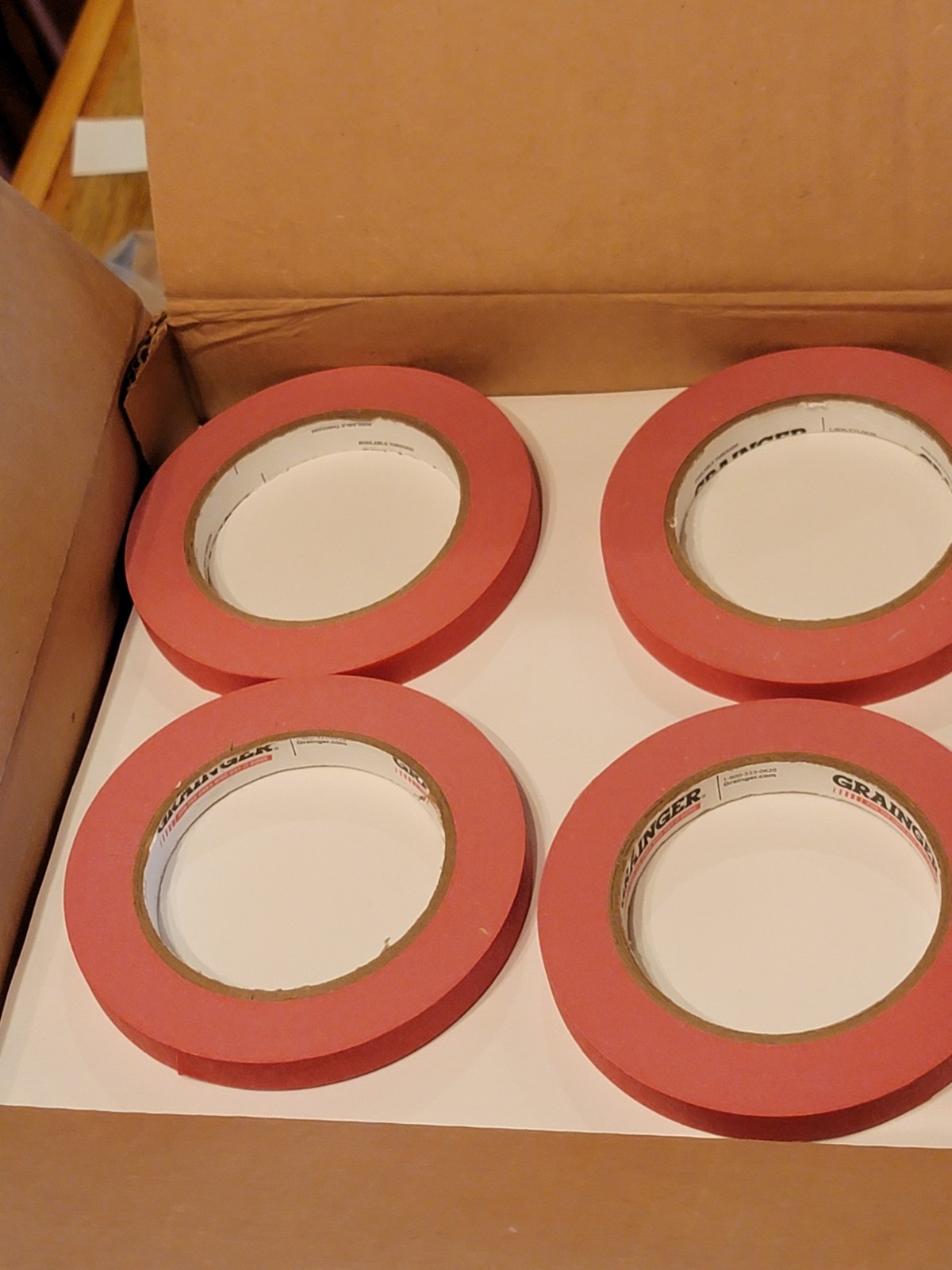 TapeCase TC602R-0.5″X60yd-RED, Masking Tape, 1/2 In W X 60 Yd L, 72 PK.