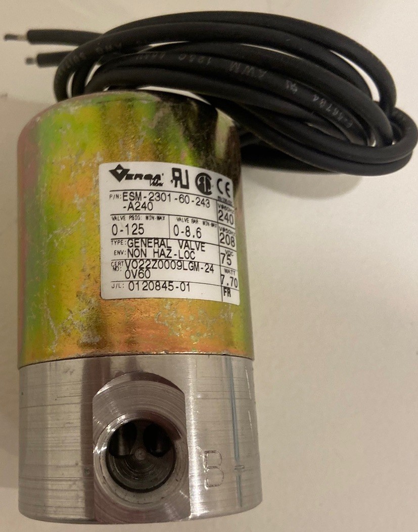 VERSA ESM-2301-60-243-A240 60/240V for 60 Hz, 0-125 psi, Two-Way Solenoid Valve
