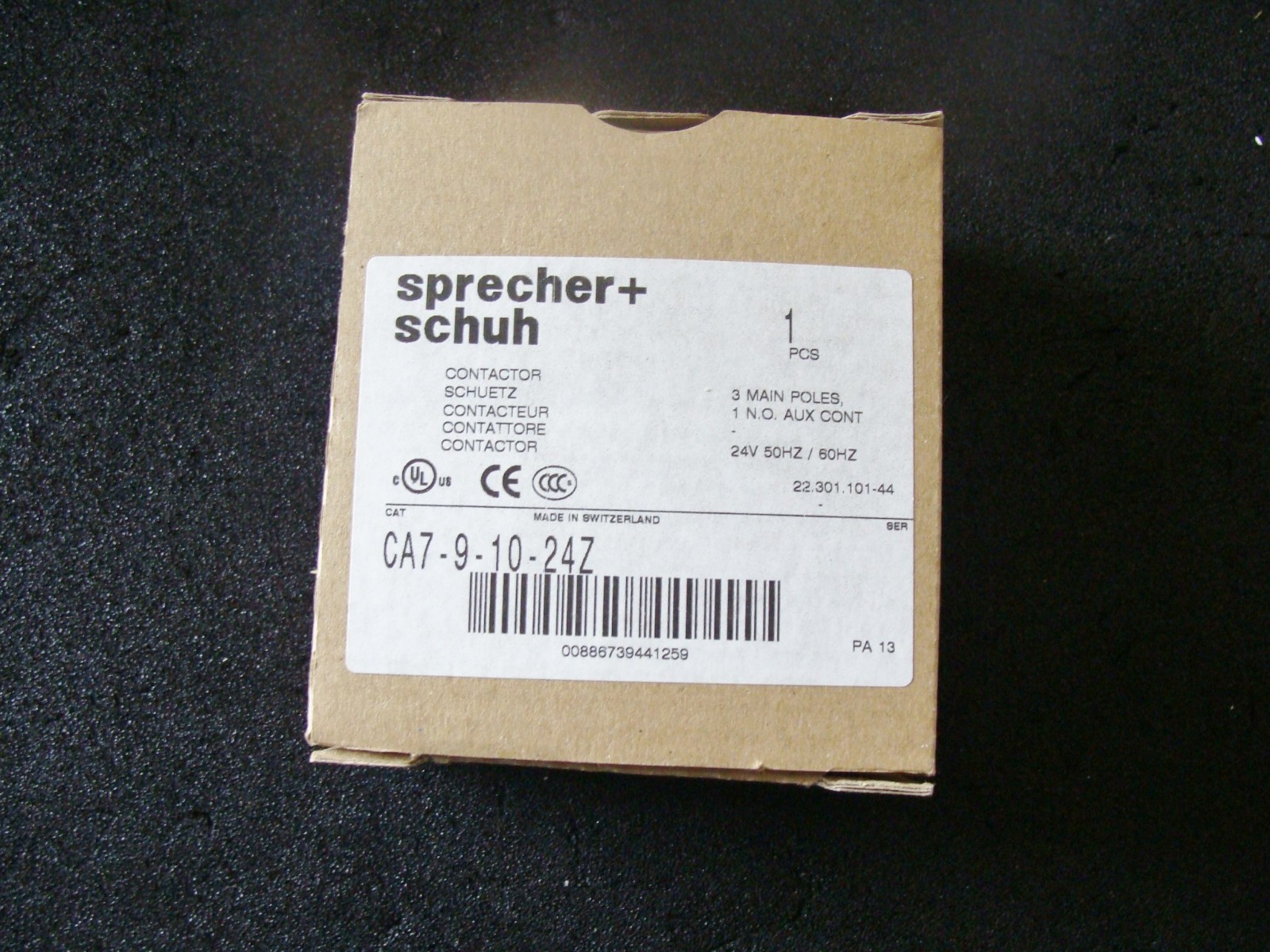 New Sprecher + Schuh CA7-9-10-24Z Contactor. Made in Switzerland.