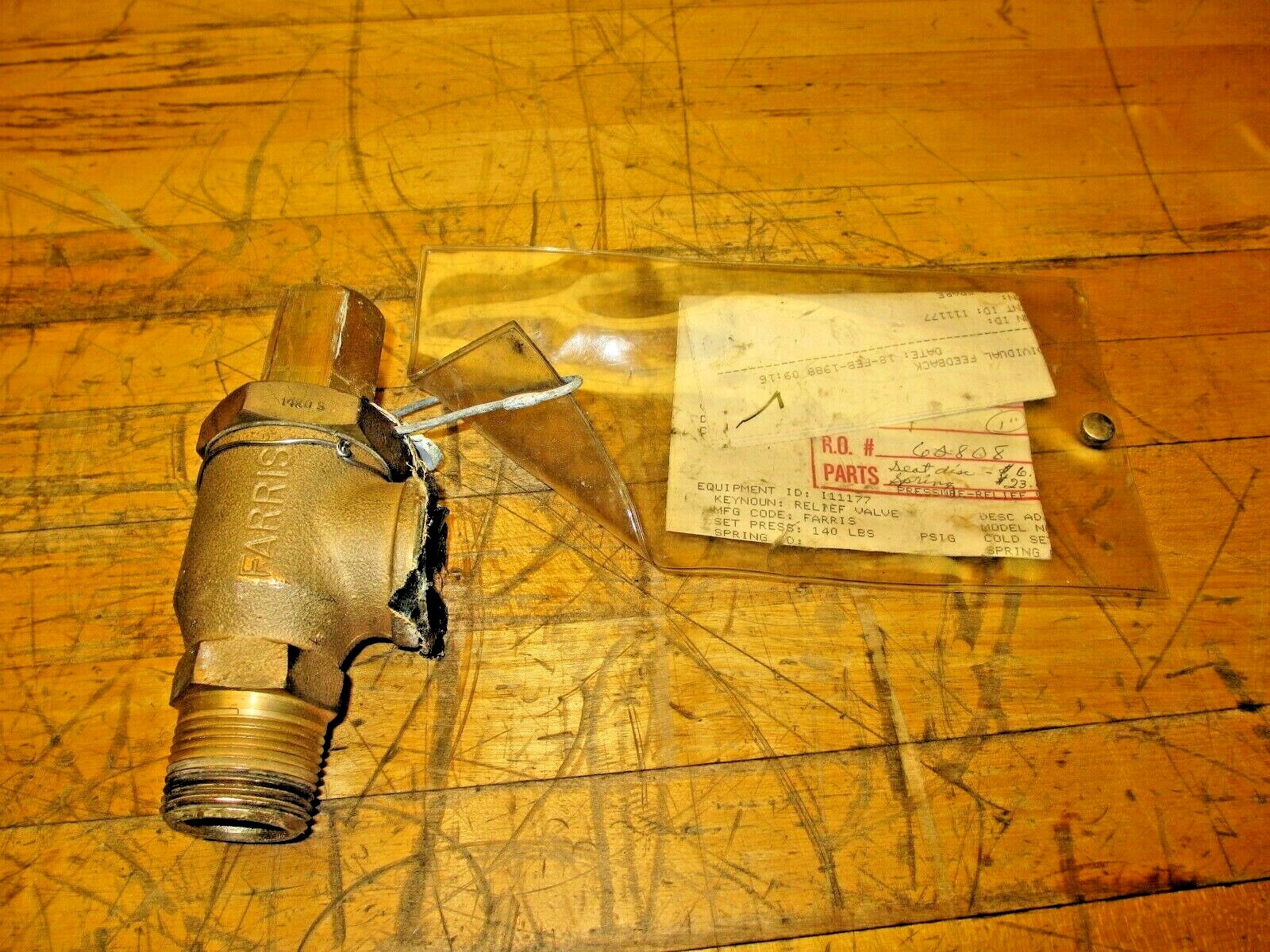 Farris 1420S Safety Relief Valve Set 140psig Brass