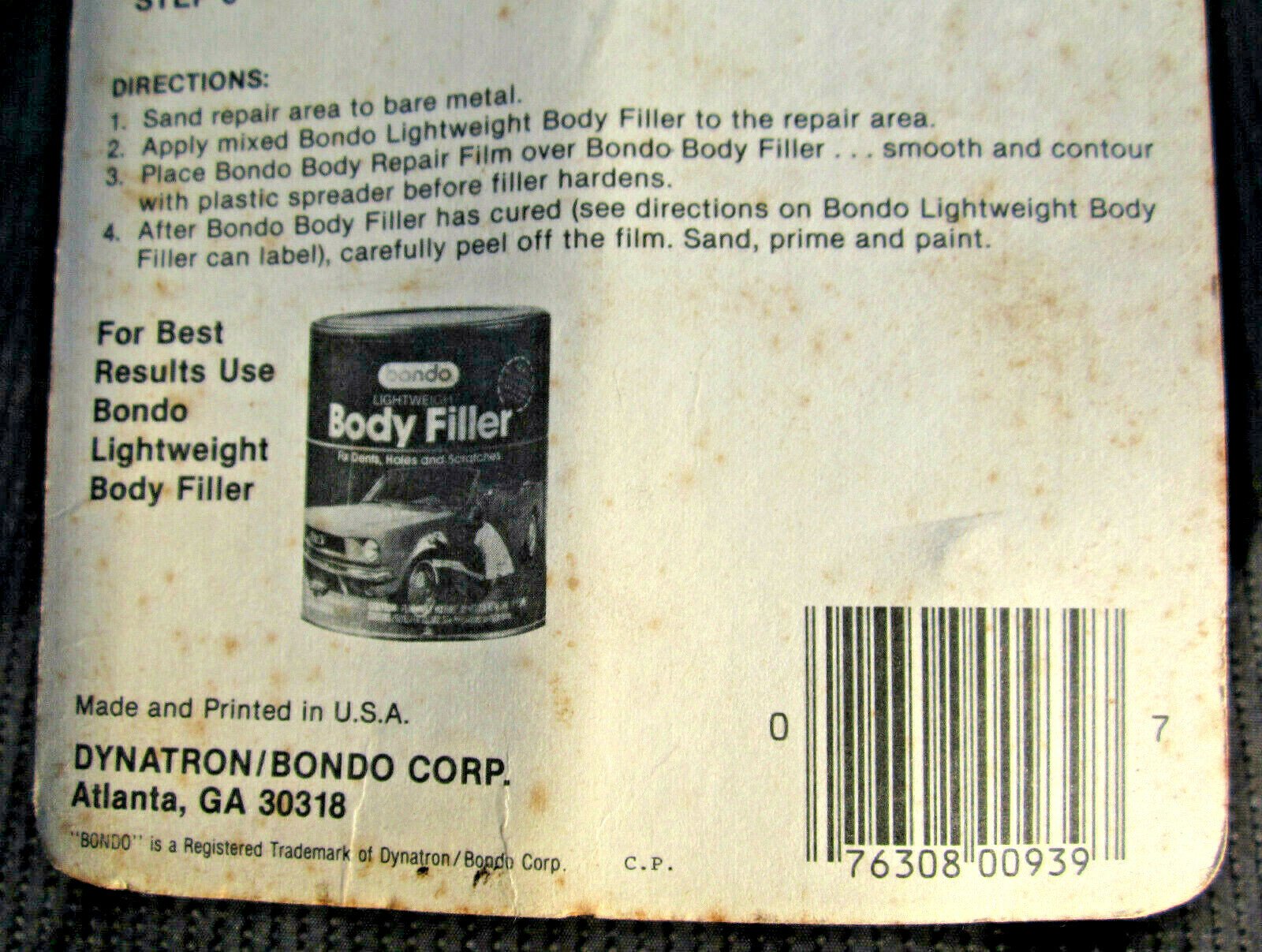 New bondo BODY REPAIR FILM 2 Sheets: 7″ x 21″ for smooth body repairs No. 939
