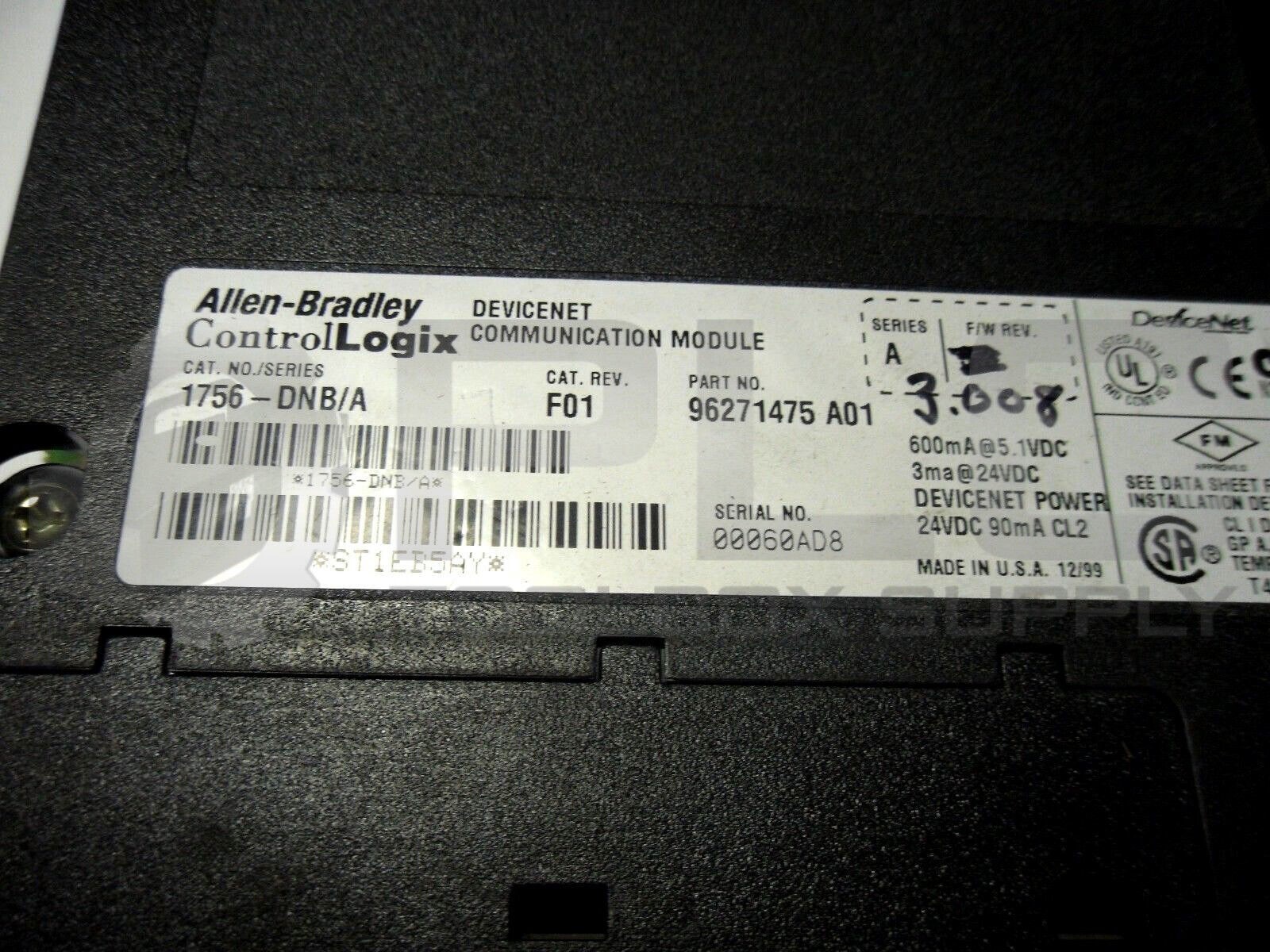ALLEN BRADLEY 1756-DNB/A DEVICE NET COMMUNICATION MODULE SERIES A