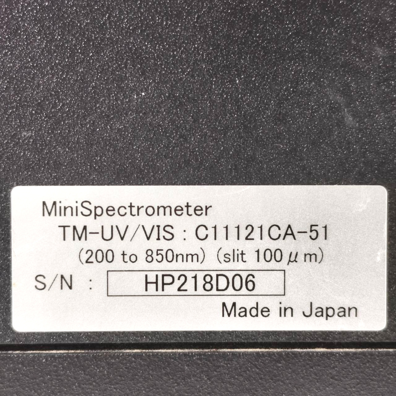 HAMAMATSU MINISPECTROMETER TM-UV/VIS C11121CA-51