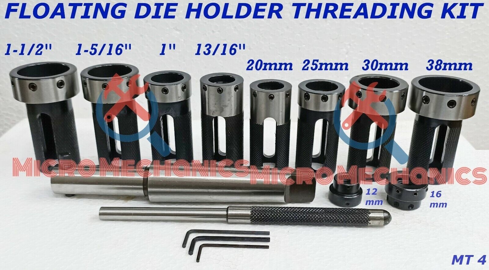 MT4 Lathe Tailstock Die Holder Floating Type 4MT Shank Lathe 10x Threading Kit