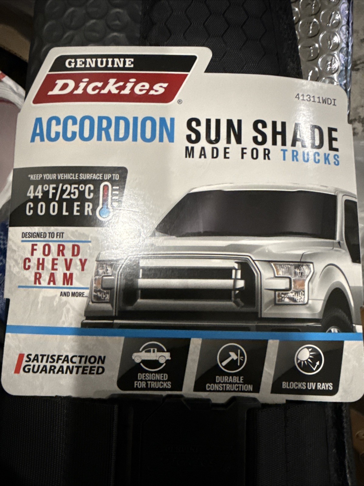 Genuine Dickies 41311WDI Truck Smoke Universal Accordian Sunshade Ford Chevy Ram