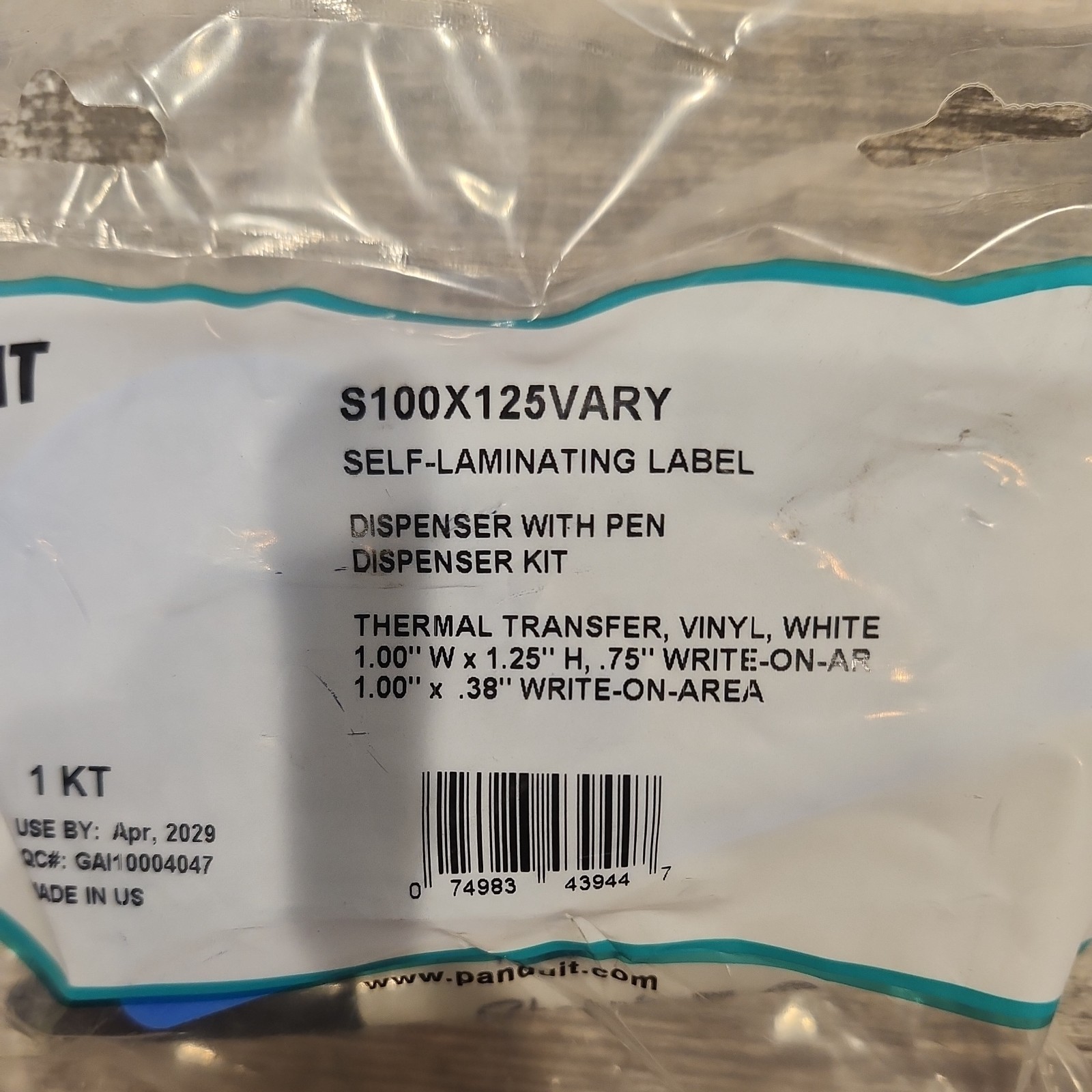 Panduit S100X125VARY StrongHold Cable Marker Dispenser, Vinyl, 0.38 Label H