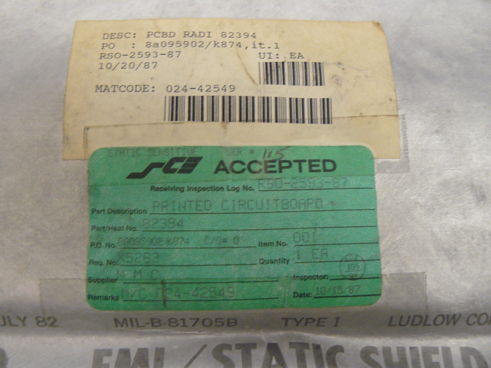 N.M.C 82394 PRINTED CIRCUIT BOARD MATCODE 024-42549 100442 CRA 44 4-8S WB REV E