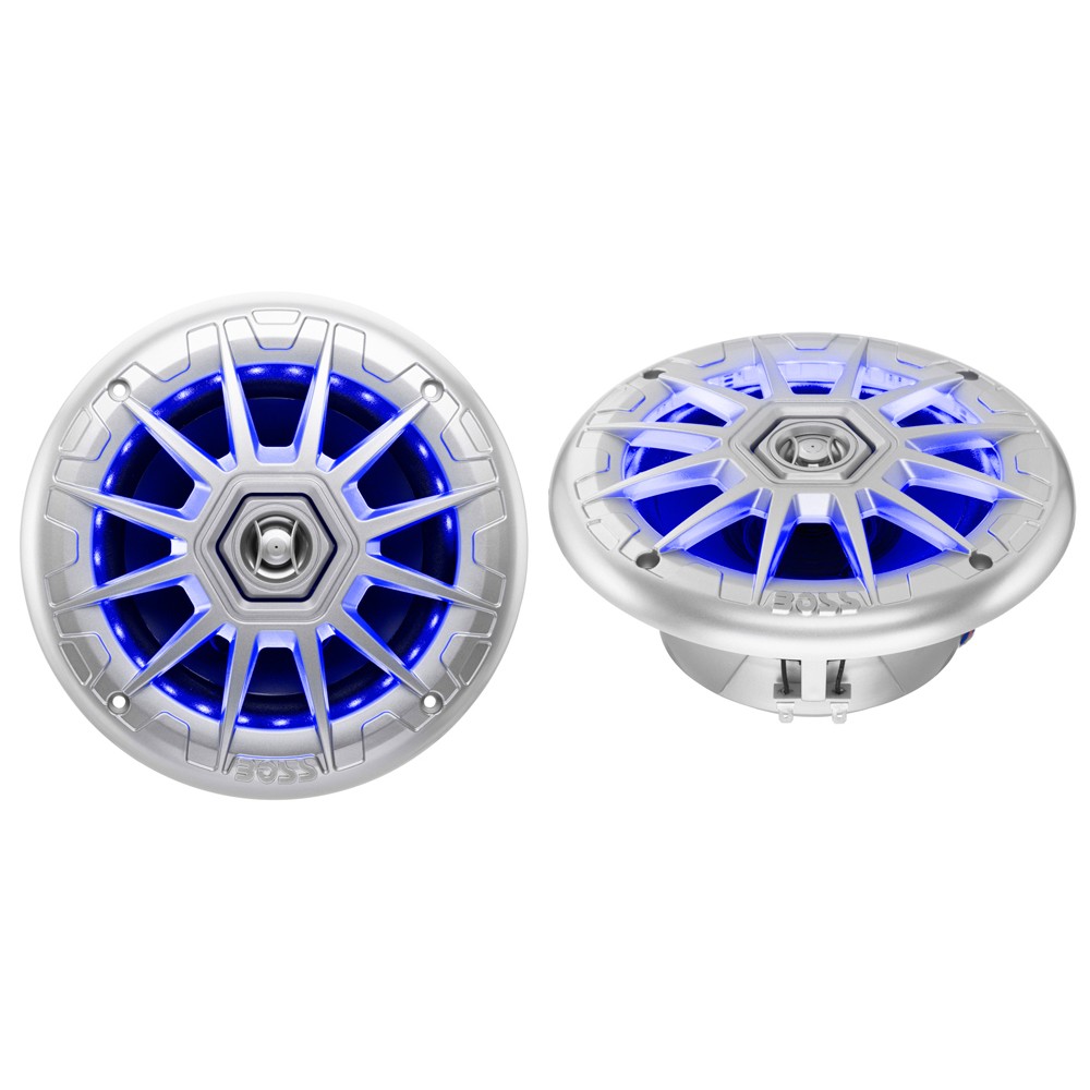 Boss Audio Mrgb65S 6.5 In Marine Coaxial Speakers With Rgb Led – Silver