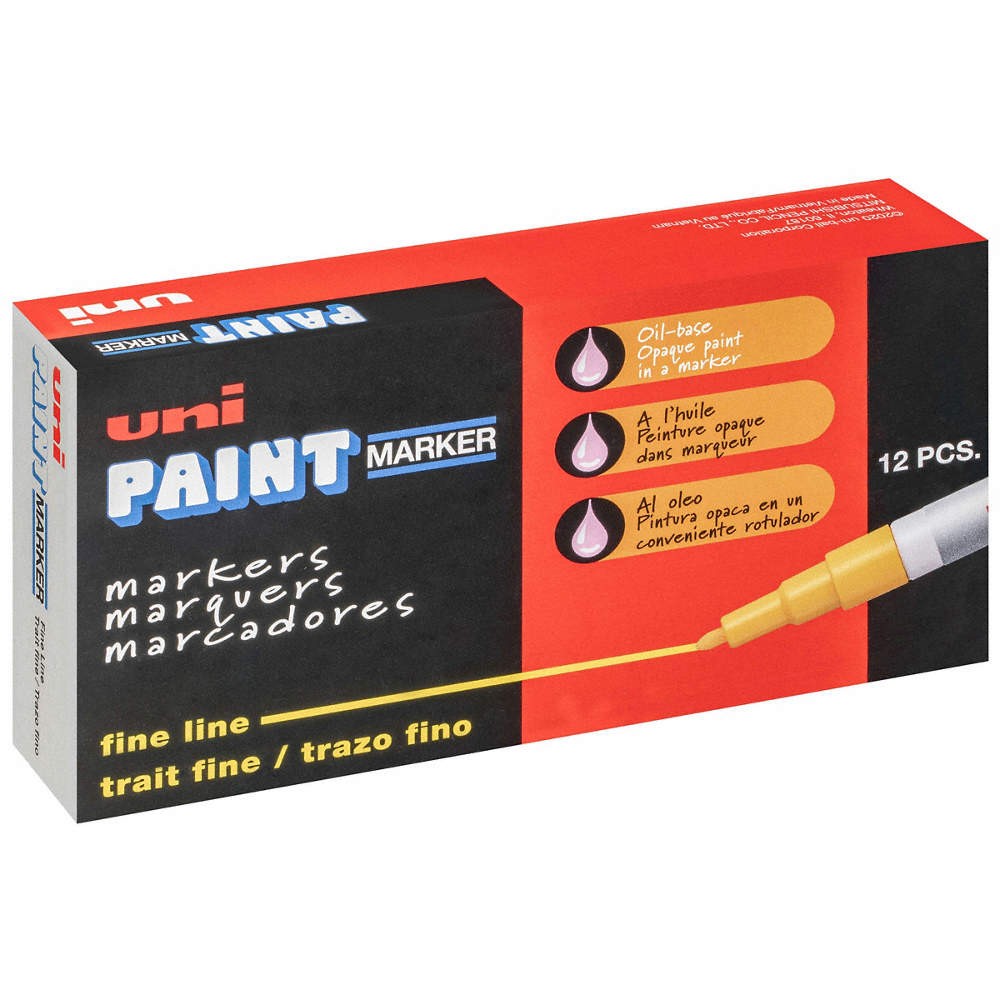 UNI-PAINT 63702 Paint Marker,Red,Capped,PK12 2LUJ4