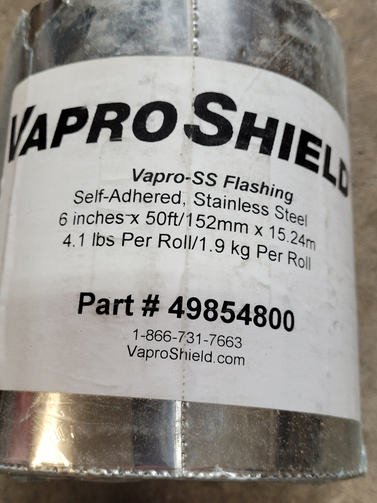 6″x50′ Vapro Sheild Vapro-SS Flashing Self Adhered 49854800 NEW