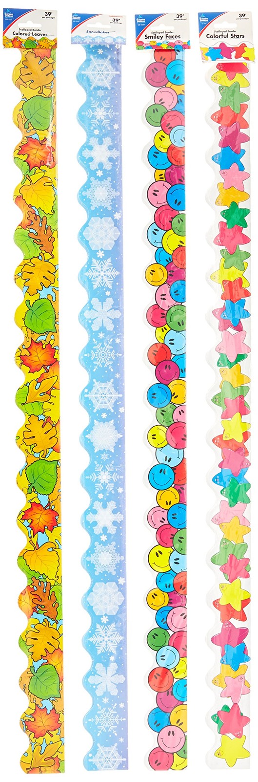 Carson-Dellosa Scalloped Borders Variety Set III, 2-1/4″x3′, 4-Pack